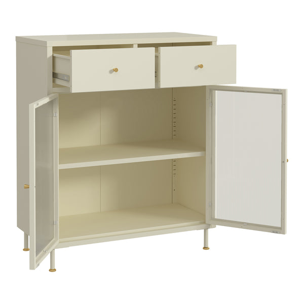 Sideboard Lindau Stahl 97x80x40 cm Cremeweiß [en.casa]