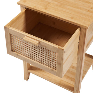 Nachttisch Leirfjord 60x40x35 cm Bambus Natur [en.casa]