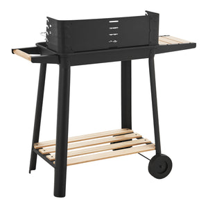 Grillwagen Ari 78x86x30cm Schwarz/Bambus [casa.pro]
