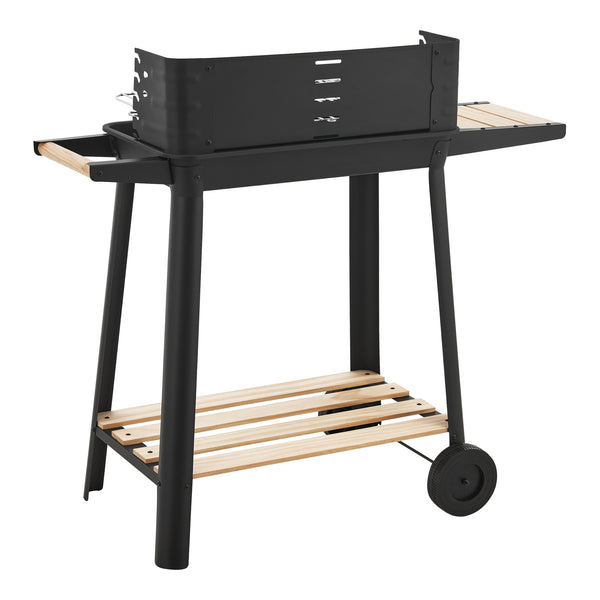 Grillwagen Ari 78x86x30cm Schwarz/Bambus [casa.pro]