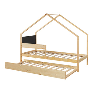 Hausbett Sodankylä mit Ausziehbett mit 2 Matratzen 90x200cm [en.casa]
