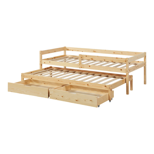 Doppel-Kinderbett Sonkajärvi mit Matratze 90x200cm Natur [en.casa]