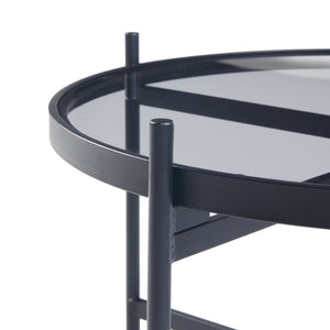 Couchtischset Lier 2-tlg. Glasplatte Schwarz [en.casa]