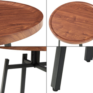 Beistelltisch Mippeena 54xØ50 cm Schwarz/Walnuss [en.casa]