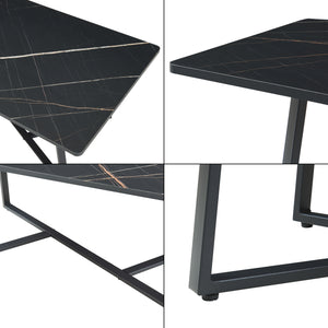 Couchtisch Riskiften 120x60x48 cm Marmoroptik, schwarz [en.casa]