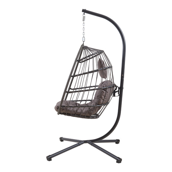 Hängesessel Edeng mit Gestell 196x110x95 cm Grau [en.casa]