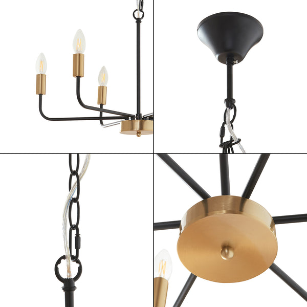 Kronleuchter Bishop Metall Schwarz/Messingfarben [lux.pro]