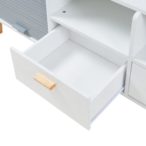 Fernsehschrank Kvaefjord 160x40x52 cm Weiß/Grau [en.casa]