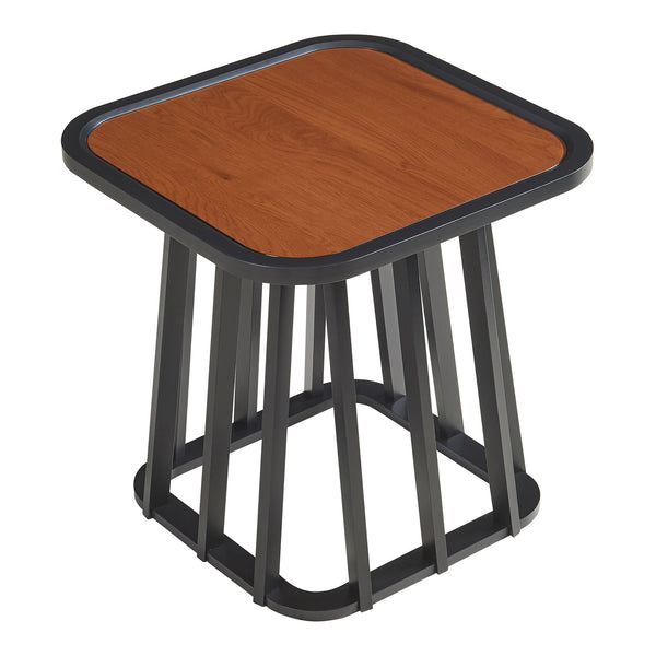 Beistelltisch Burgess 51x51x51 cm Schwarz/Walnussoptik [en.casa]