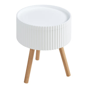 Beistelltisch Bongard mit Stauraum Ø38x48 cm Weiß [en.casa]
