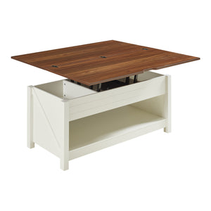Couchtisch Kasama mit Hebeplatte und Stauraum 110x55x54 cm Walnussoptik/Weiß [en.casa]