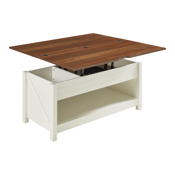 Couchtisch Kasama mit Hebeplatte und Stauraum 110x55x54 cm Walnussoptik/Weiß [en.casa]