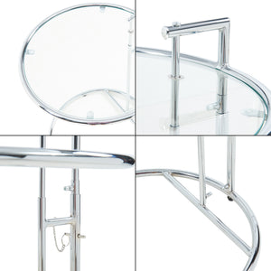 Höhenverstellbarer Beistelltisch Stare 50x57-77 cm Glas Transparent/Chromfarben [en.casa]