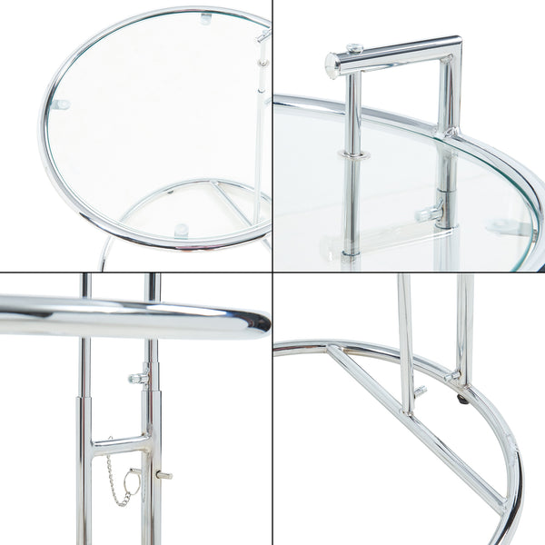 Höhenverstellbarer Beistelltisch Stare 50x57-77 cm Glas Transparent/Chromfarben [en.casa]