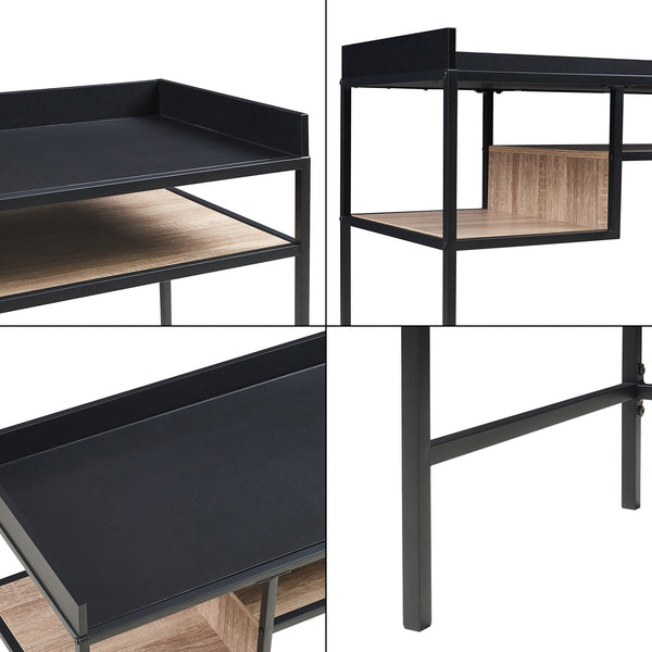 Schreibtisch Belana 100x43x82 cm Schwarz/Eicheoptik [en.casa]