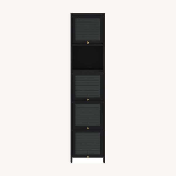 Vitrinenschrank Ostersund 174x40x35 cm Schwarz [en.casa]