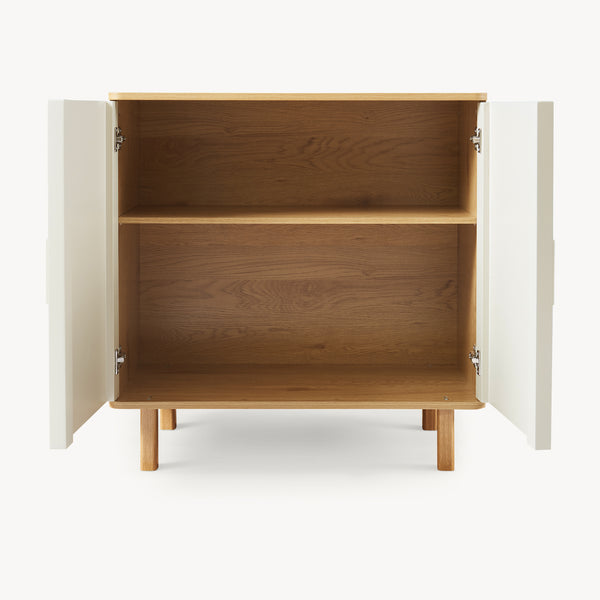 Sideboard Ferrersp mit 2 Türen 80x80x40 cm Eicheoptik/Sandfarben [en.casa]