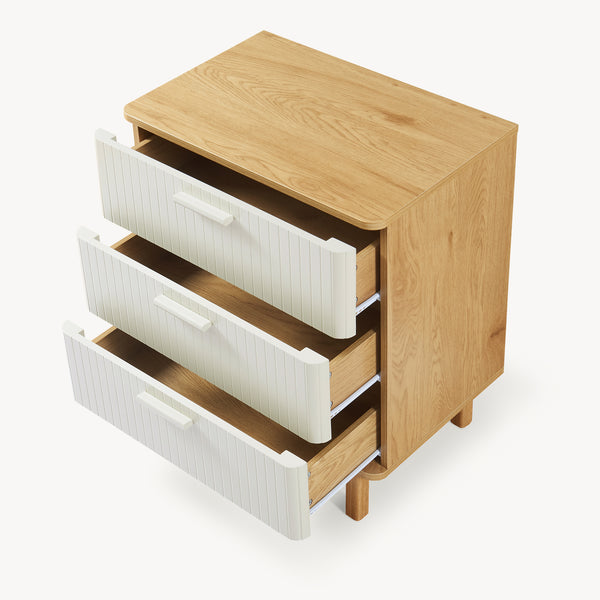 Kommode Ferrersp mit 3 Schubladen 70x60x40 cm Eicheoptik/Sandfarben [en.casa]