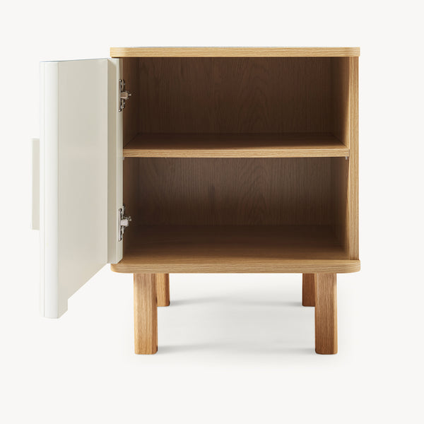 Nachtschrank Ferrersp mit Tür 50x40x40 cm Eicheoptik/Sandfarben [en.casa]