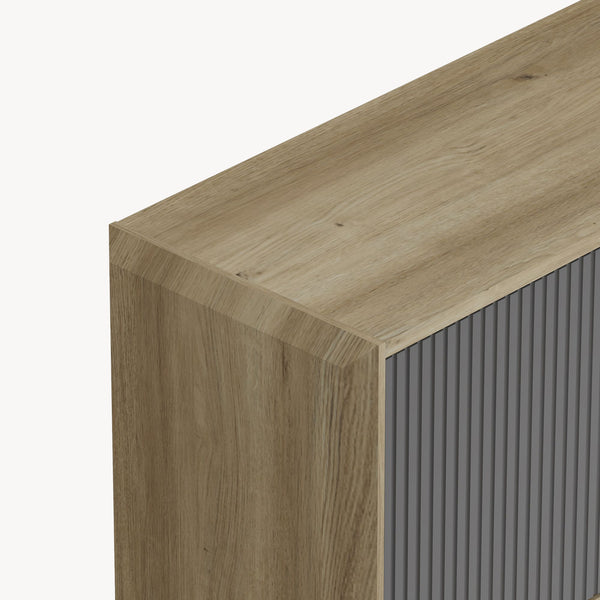 Sideboard Trömi 75x120x30 cm Eicheoptik/Grau [en.casa]