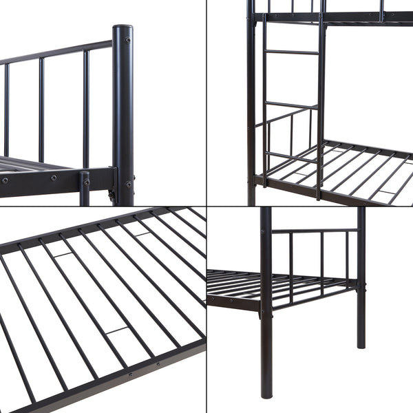 Metall-Etagenbett Berimma mit 2 Matratzen 90x200 cm Schwarz [en.casa]