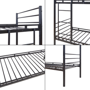 Metall-Etagenbett Bevapis mit 2 Matratzen 90x200 cm Schwarz [en.casa]