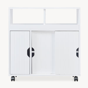 Beistellschrank auf Rollen Fadeskimma 72x70x20 cm Weiß [en.casa]