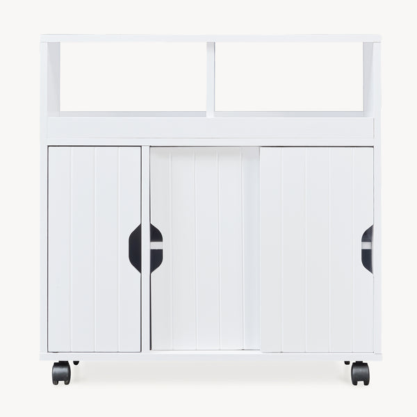 Beistellschrank auf Rollen Fadeskimma 72x70x20 cm Weiß [en.casa]