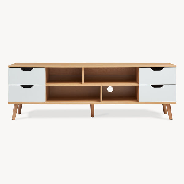 Fernsehschrank Bordkak 140x30x45 cm Eicheoptik/Weiß [en.casa]