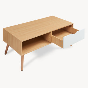 Couchtisch Bordkak mit Schublade 100x48x45 cm Eicheoptik/Weiß [en.casa]