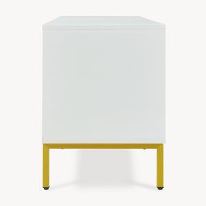 Fernsehschrank Reyri 120x39x52 cm Weiß/Goldfarben [en.casa]
