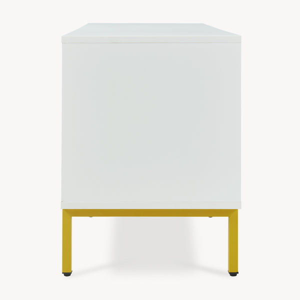 Fernsehschrank Reyri 120x39x52 cm Weiß/Goldfarben [en.casa]