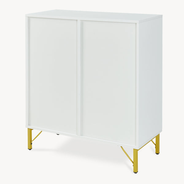 Sideboard Reyri 90x80x35 cm Weiß/Goldfarben [en.casa]
