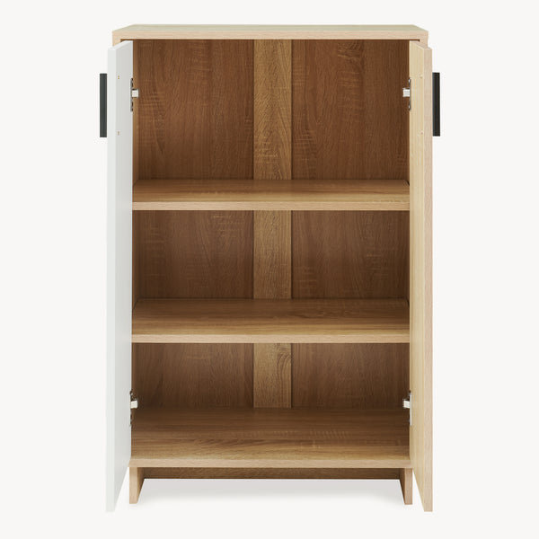 Beistellschrank Kenta 90x60x35 cm Sonoma-Eicheoptik/Weiß [en.casa]
