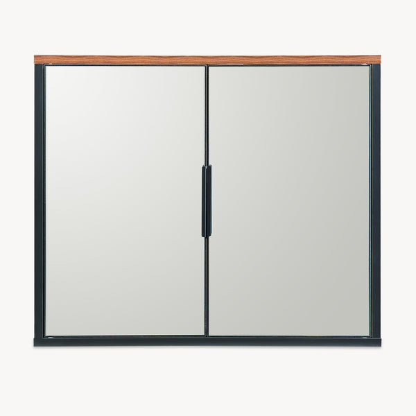 Spiegelschrank Trond 50x60x15 cm Schwarz/Walnussoptik [en.casa]