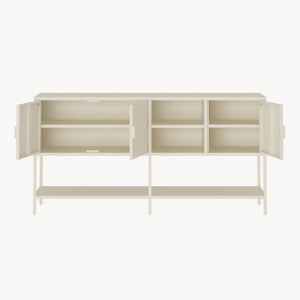 Sideboard Kliri Stahl 160x40x80 cm Cremeweiß [en.casa]