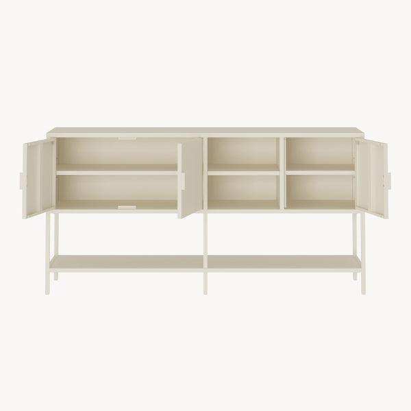 Sideboard Kliri Stahl 160x40x80 cm Cremeweiß [en.casa]