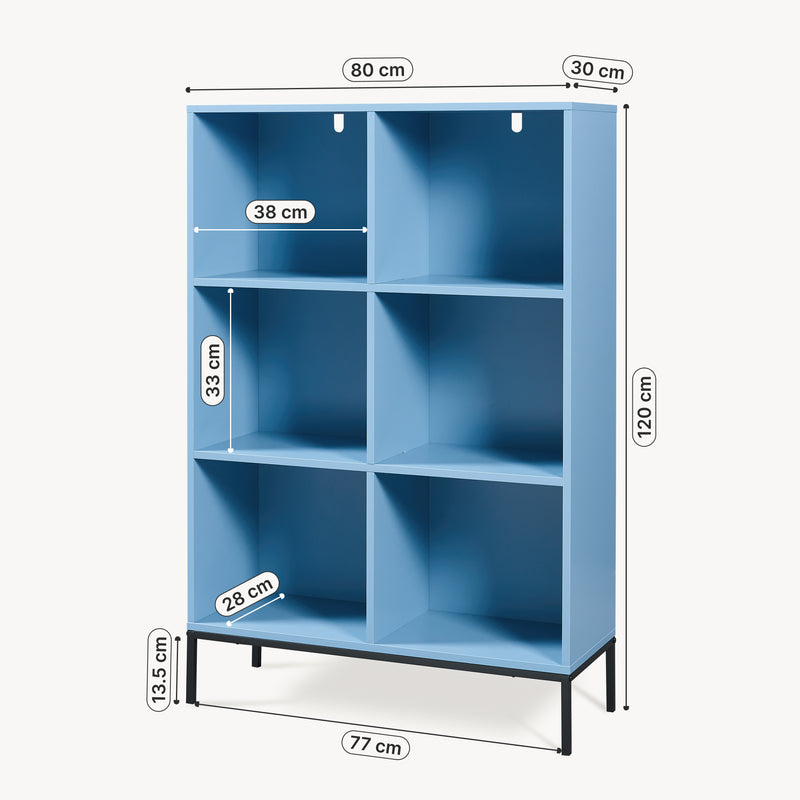 Maßskizze Bücherregal Colwyn 120x80x30 cm Blau [en.casa]