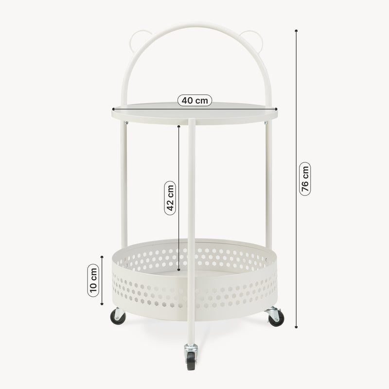 Maßskizze Servierwagen Jässaatka Stahl 76x40 cm Grau [en.casa]