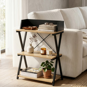 Standregal Kappespoo 84x50x30 cm Schwarz/Eicheoptik [en.casa]
