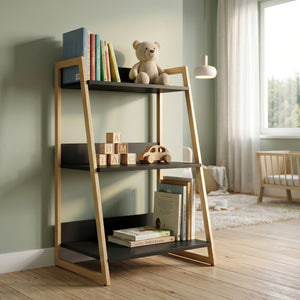 Leiterregal Kuomi 84x53x47 cm Beige/Dunkelgrau [en.casa]