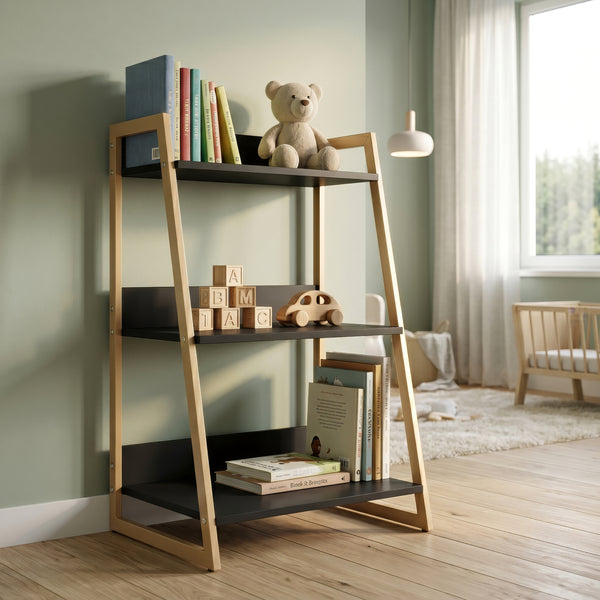 Leiterregal Kuomi 84x53x47 cm Beige/Dunkelgrau [en.casa]
