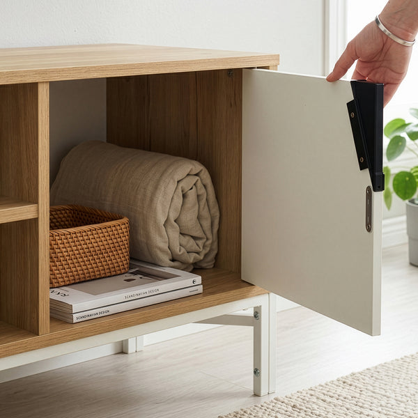 Fernsehschrank Kerrköndam 120x40x46 cm Eicheoptik/Weiß [en.casa]