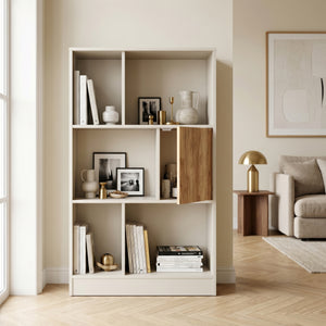 Bücherregal Karena 112x70x30 cm Cremeweiß/Eicheoptik [en.casa]