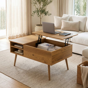 Couchtisch Vasdabod mit Liftplatte 96x59x50 cm Eicheoptik [en.casa]