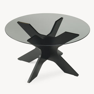 Couchtisch Imi mit Glasplatte Ø70x35 cm Schwarz/Grau [en.casa]