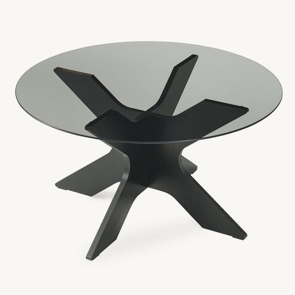 Couchtisch Imi mit Glasplatte Ø70x35 cm Schwarz/Grau [en.casa]