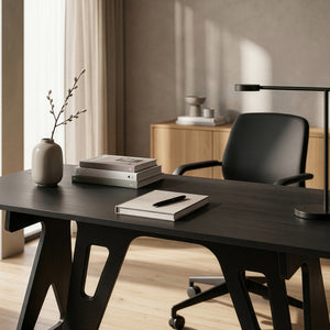 Schreibtisch Bostenenna 120x60x75 cm Schwarz mit Holzmaserung [en.casa]