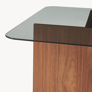 Couchtisch Benexjö mit Glasplatte 70x70x36 cm Walnussoptik/Grau [en.casa]