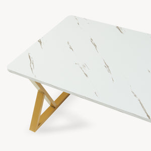 Couchtisch Nolu 120x60x46 cm Goldfarben/Marmoroptik, weiß [en.casa]
